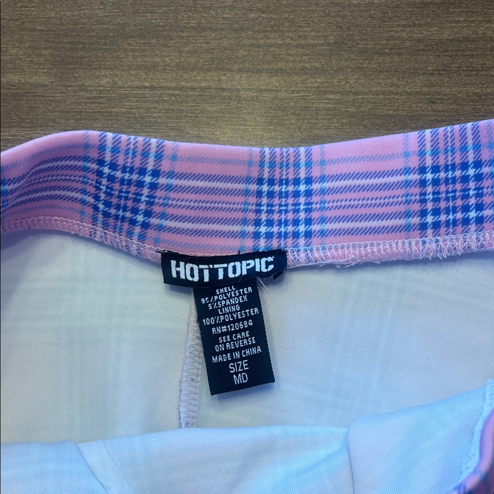 Hot Topic Pink Plaid Skater Skirt with Lace-Up - Picture 2 of 2